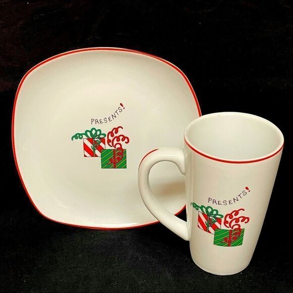 Fitz AND FLOYD “PRESENTS” DESSERT PLATE AND MUG - Picture 1 of 4